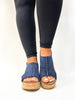 Corky's Navy Faux Suede Miss Carley Sandals