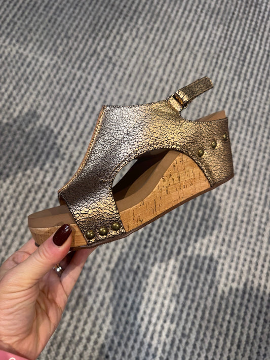 Presale: Corky's Rose Gold Crackle Carley Sandals