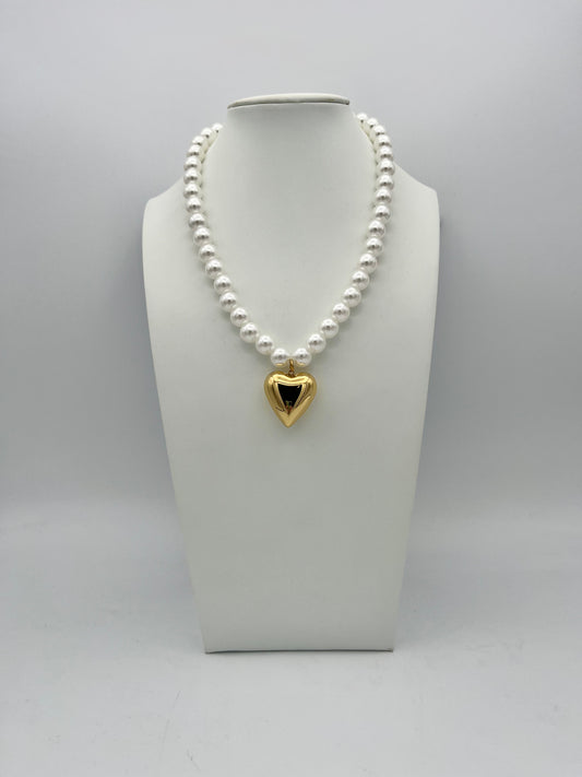 Collier coeur en perles