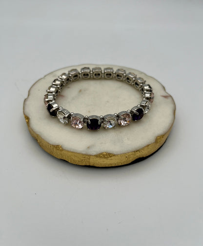 Stretch Rhinestone Bracelet in Silver/Multi