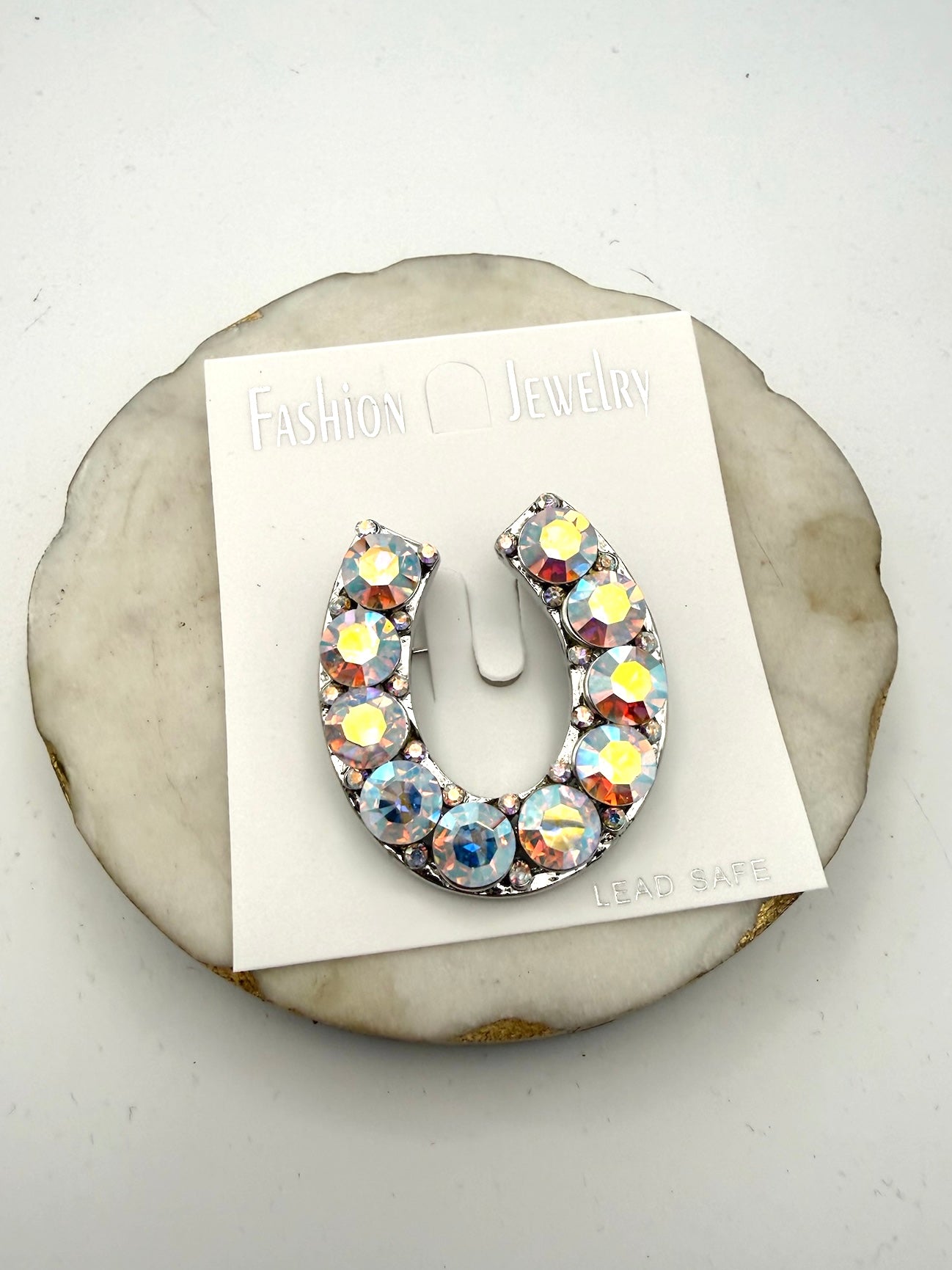 Horseshoe Brooch In AB