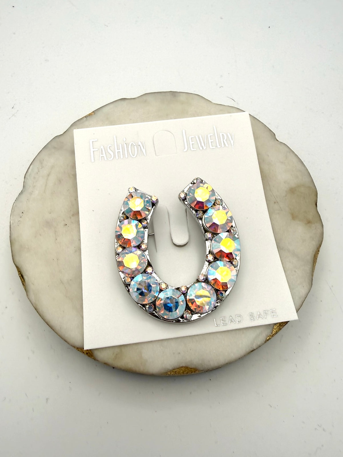 Horseshoe Brooch In AB