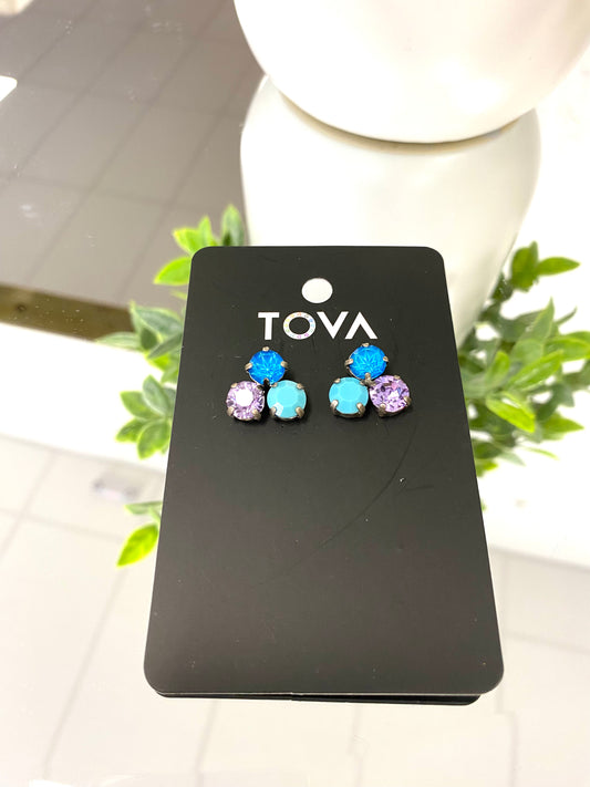 Tova Ines Earrings in Antique Silver/Blue - FINAL SALE