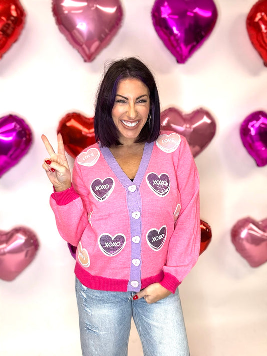 Candy Hearts Cardigan - Reg/Curvy