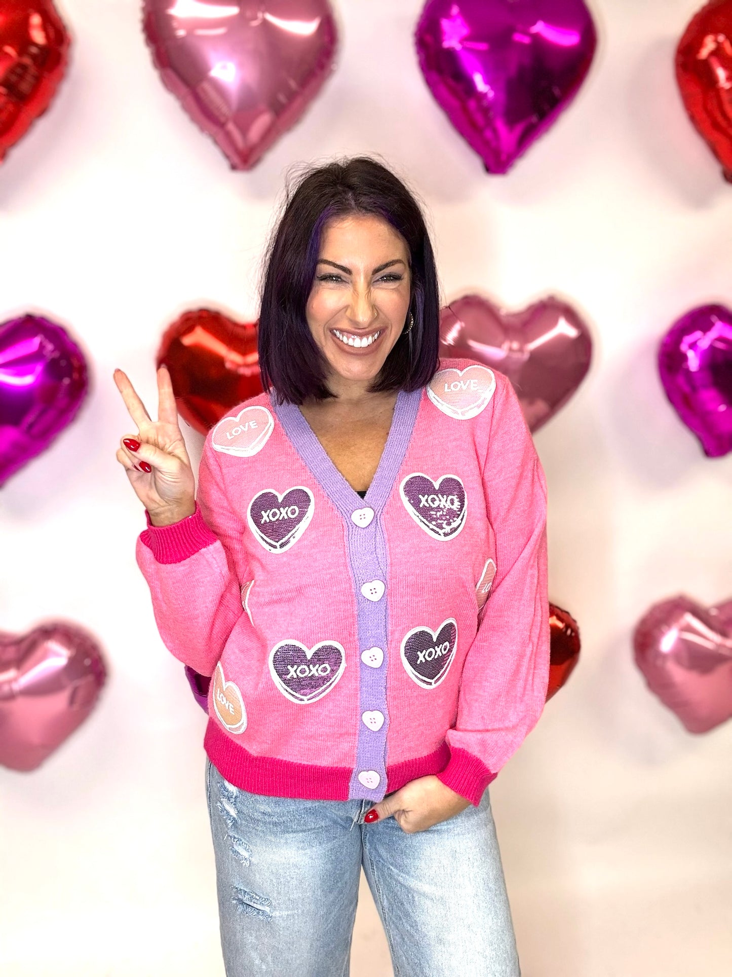 Candy Hearts Cardigan - Reg/Curvy