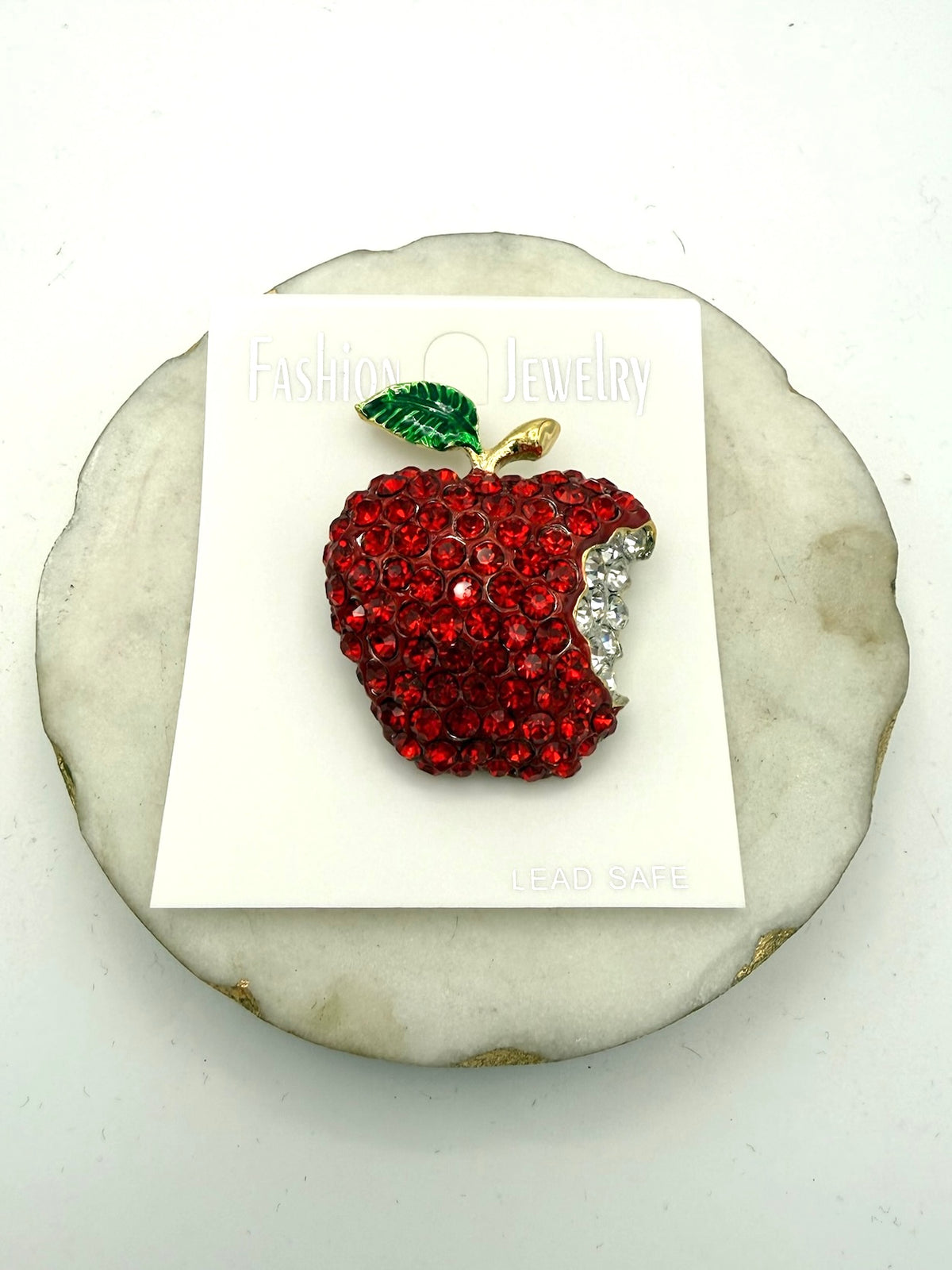 Red Apple With Bite Brooch