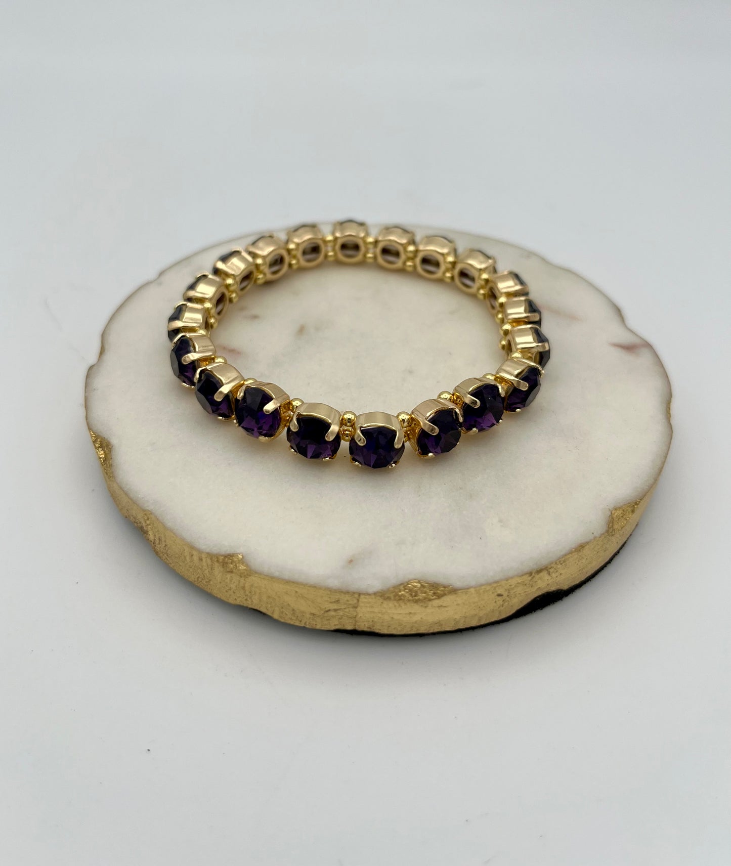 Stretch Rhinestone Bracelet in Gold/Purple