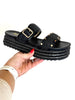 Corky's Black Raffia Walk of Shame Sandals