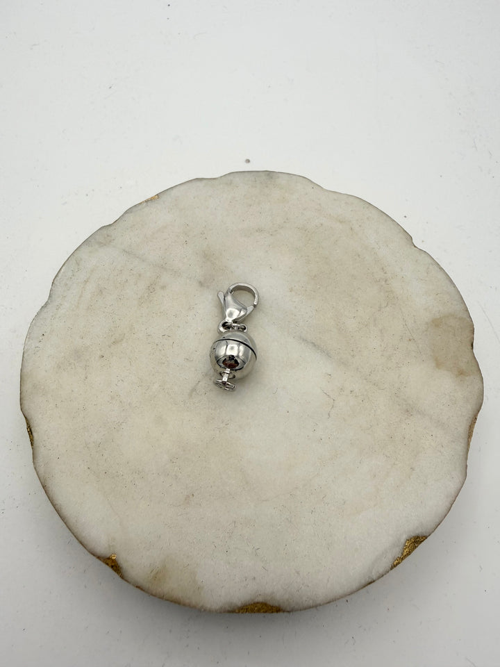 Silver magnetic jewelry clasp with lobster clasp and smoky gemstone accent by AF Designs