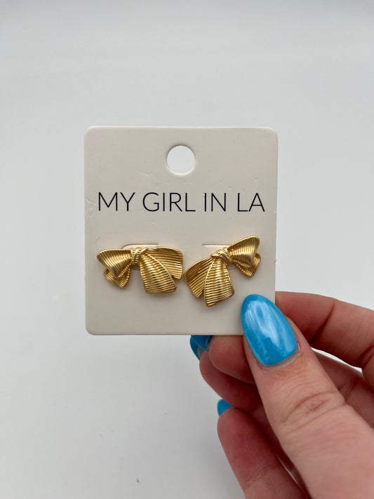 Ribbed Bow Studs - FINAL SALE