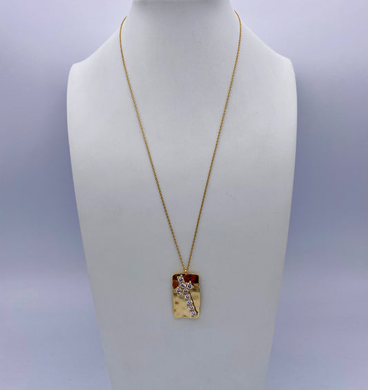 14KT Gold Dip CZ Cross Necklace