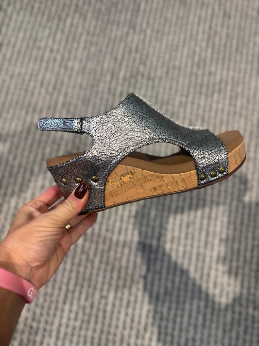 Presale: Corky's Silver Crackle Carley Sandals