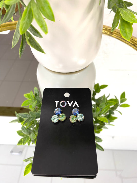 Tova Ines Earrings in Antique Silver/Sapphire Champagne - FINAL SALE