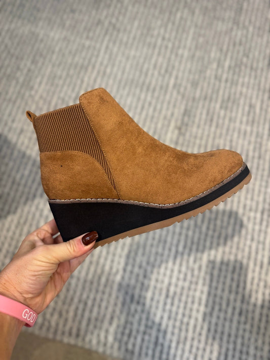 Presale: Corky's Tobacco Faux Suede Apple Sauced Boots