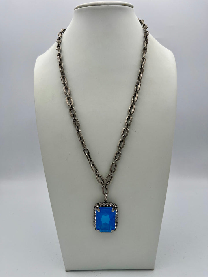 Tova Mini Soleil Necklace In Custom Clear Electric Blue