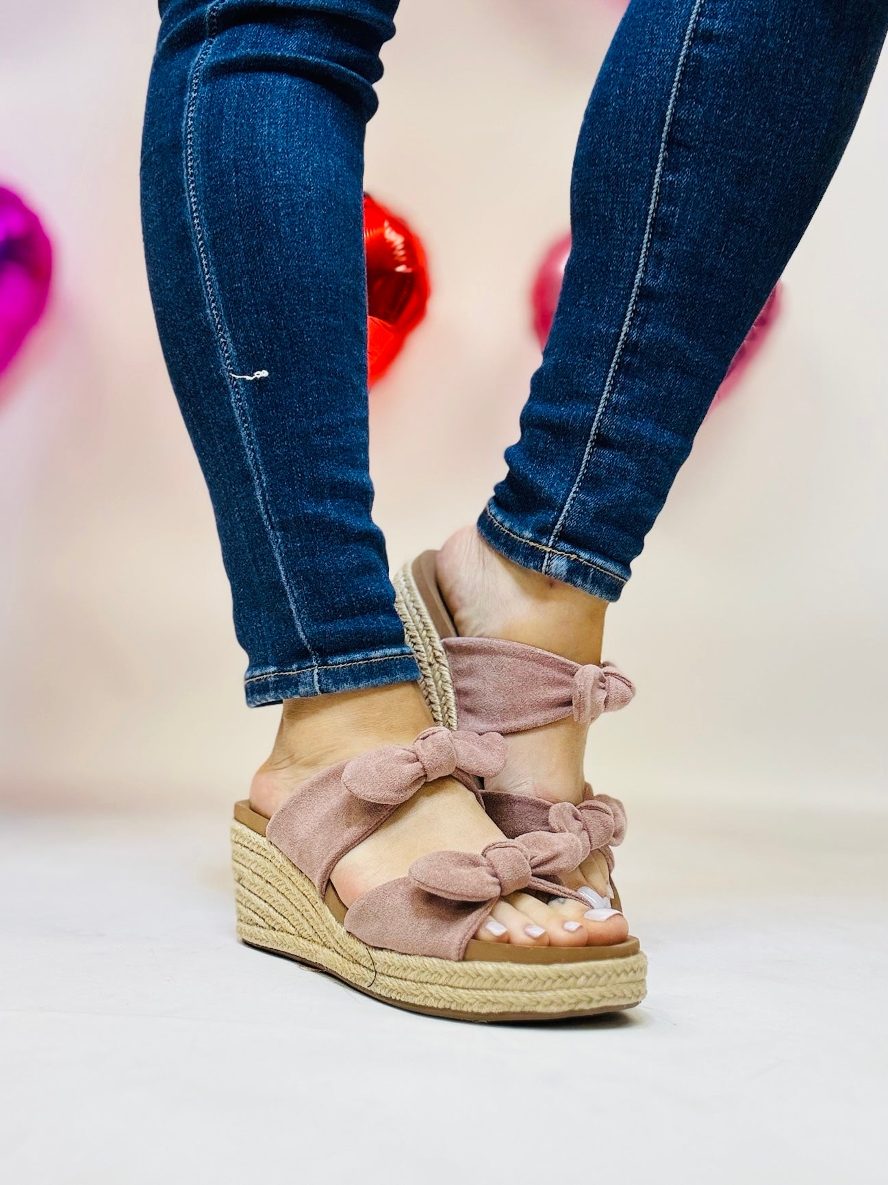 Corky's Blush Faux Suede Tie The Knot Sandals