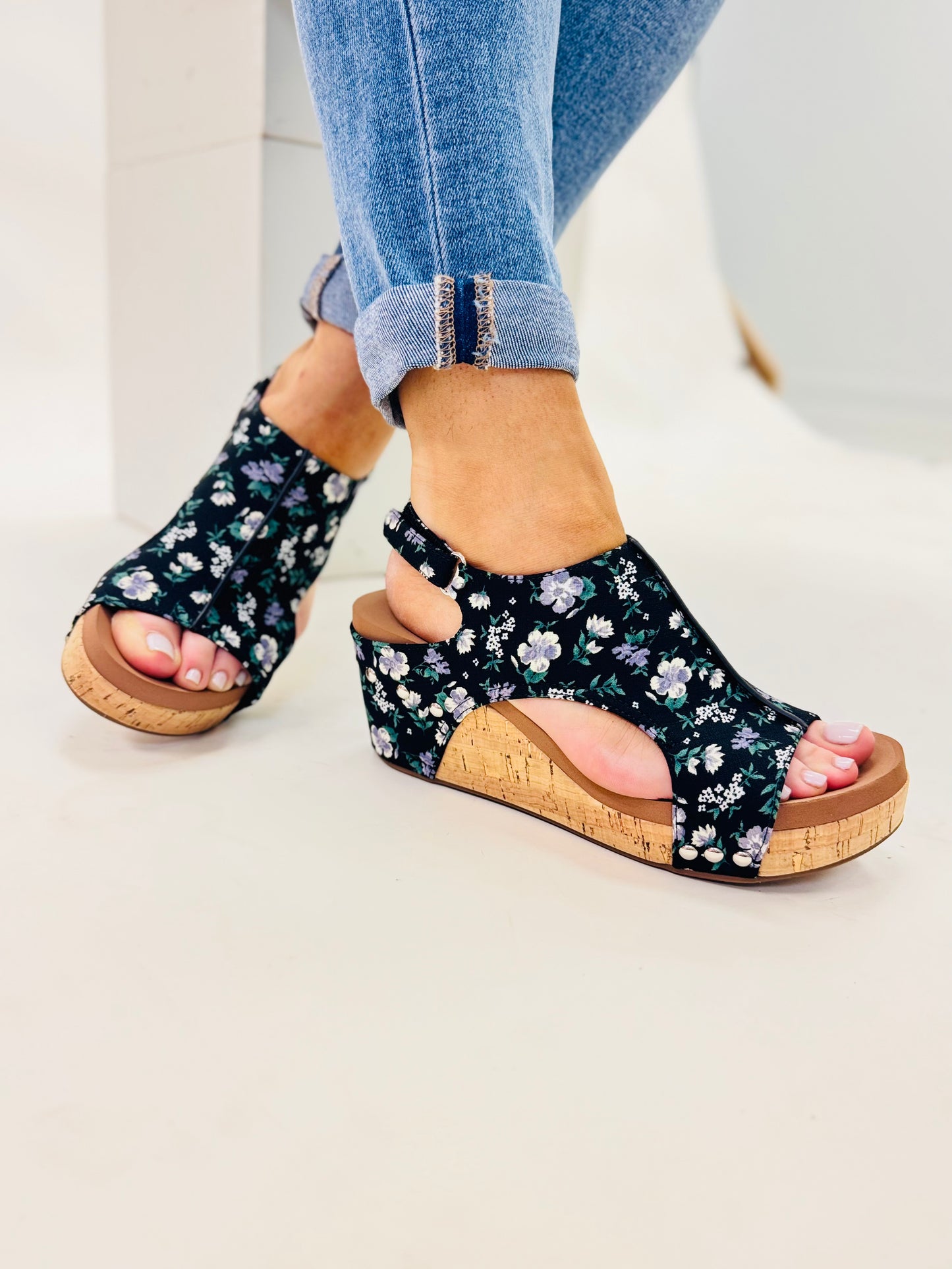 Corky's Black Floral Carley Sandals