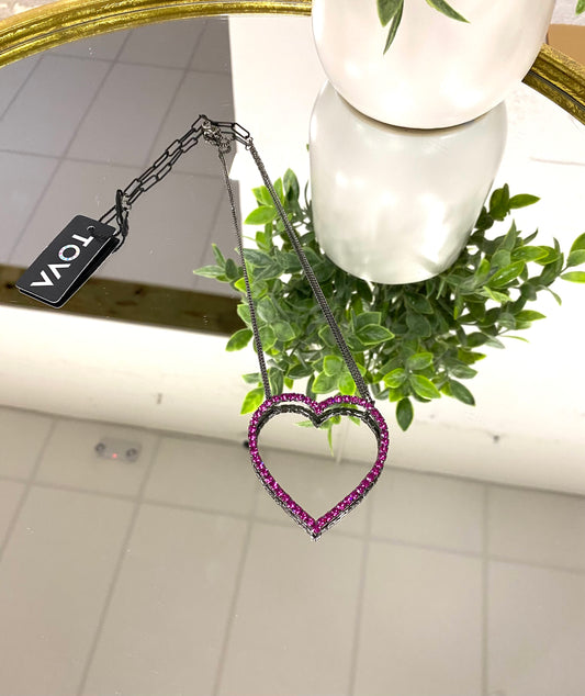 Tova Open Heart Necklace in Gunmetal - FINAL SALE