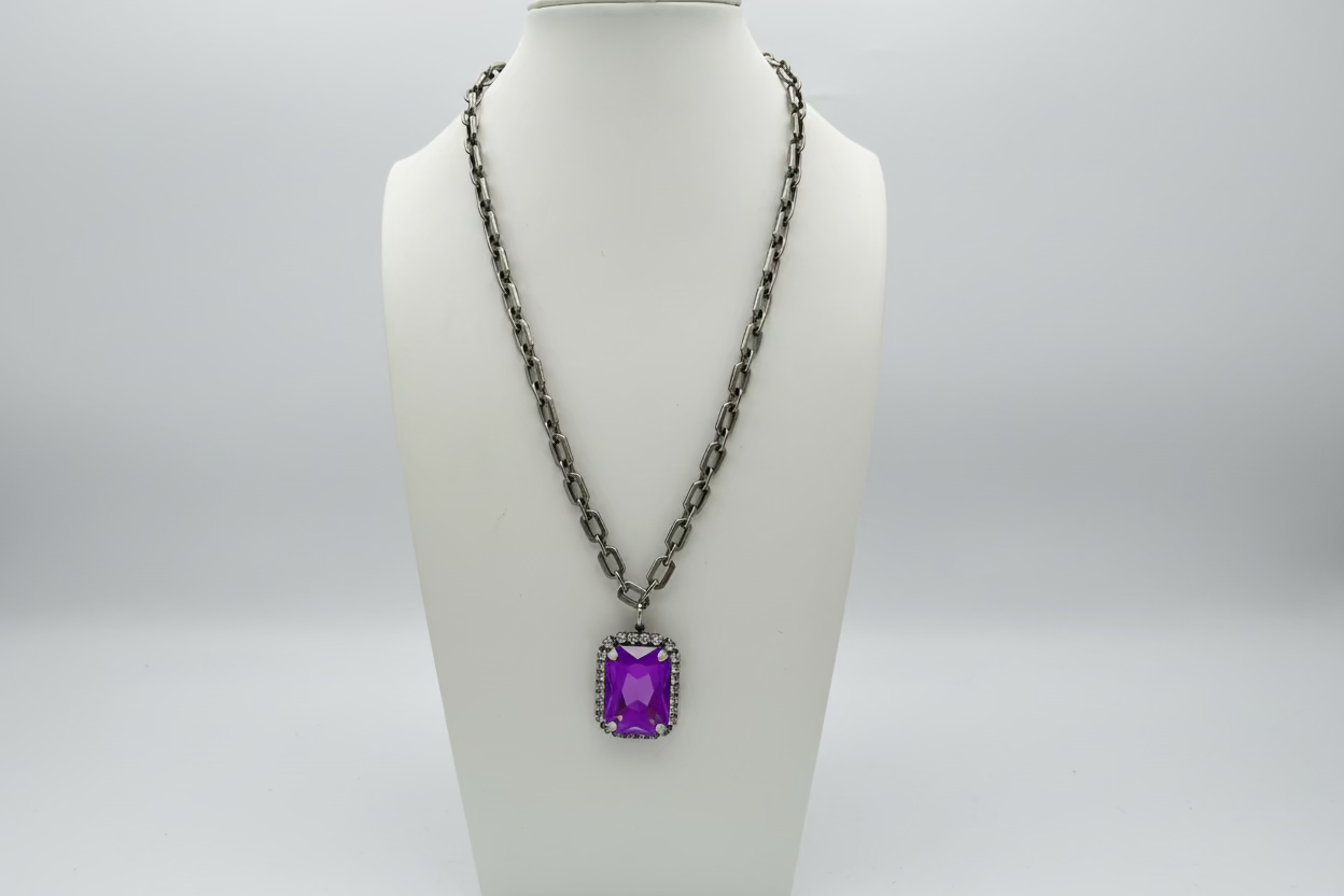 Tova Mini Soleil Necklace In Custom Clear Electric Purple