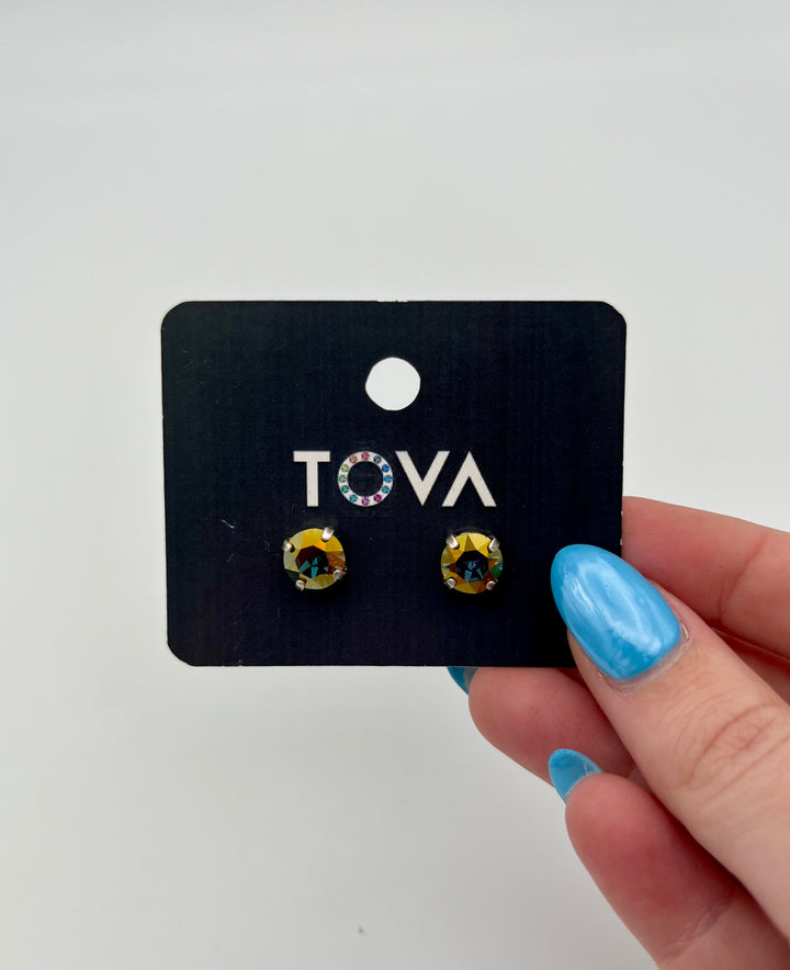 Tova Oakland Studs In Antique Silver Majestic Green