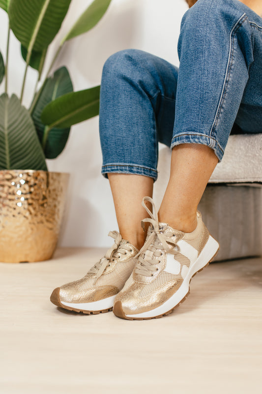 Corky's Gold Cracked Metallic No Prob Sneakers