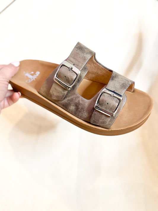 Presale: Corky's Bronze Let's Be Real Sandals