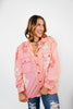 Floral Whimsy Denim Jacket in Pink
