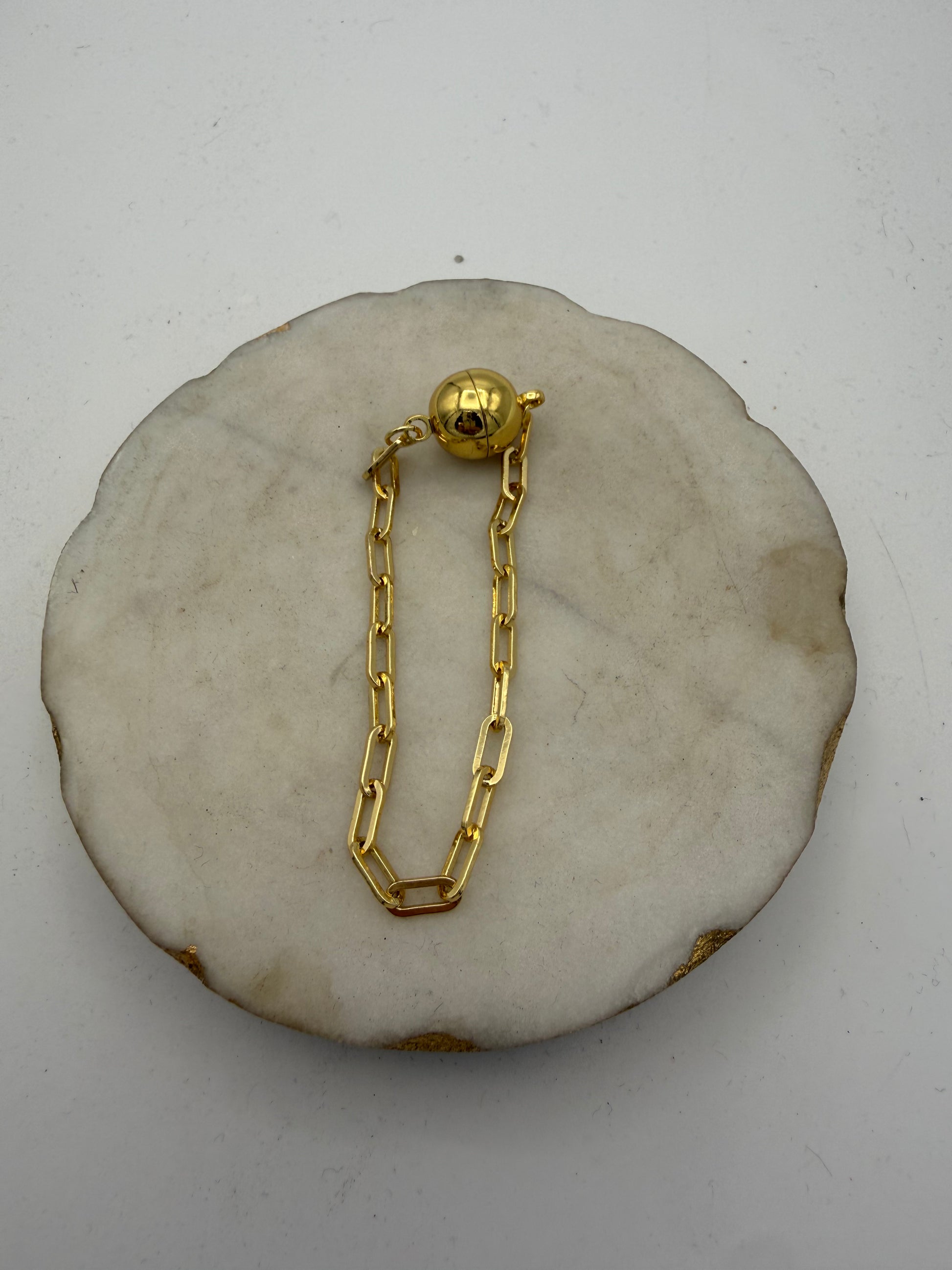 6-inch gold paperclip chain jewelry extender with magnetic ball clasp by AF Designs