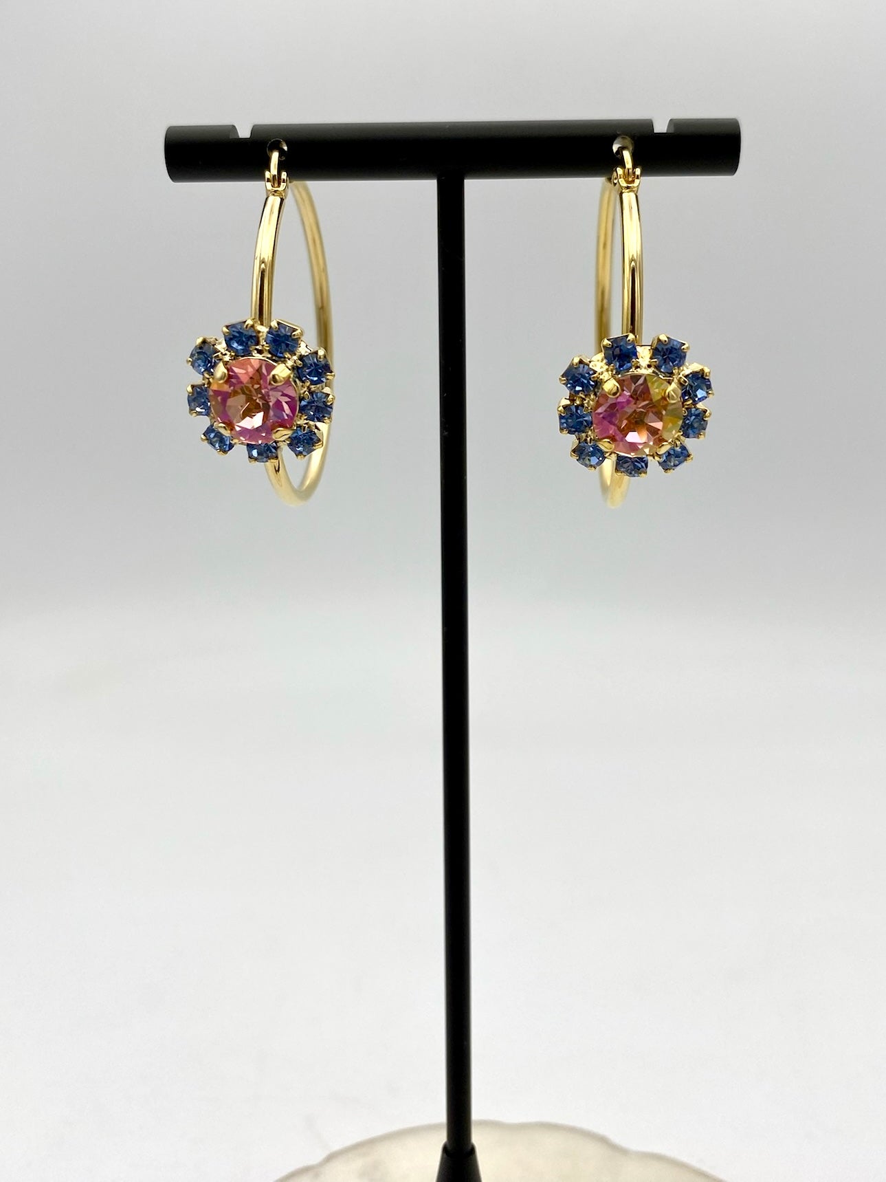 Tova Mini Bianca Hoops in Light Sapphire & Light Rose Glimmer