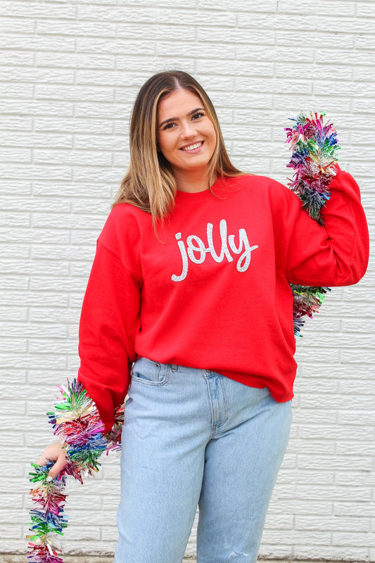 Jolly Sparkle Sweatshirt in Red