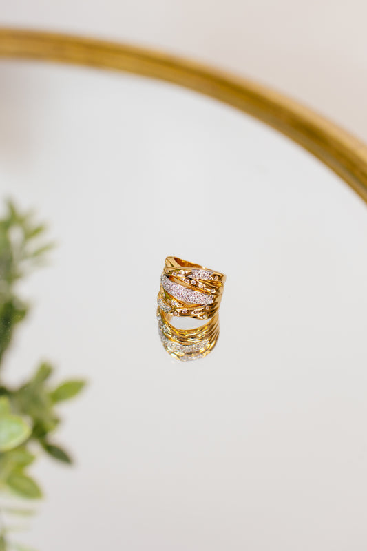 Knot Pave Ring in Silver/Gold