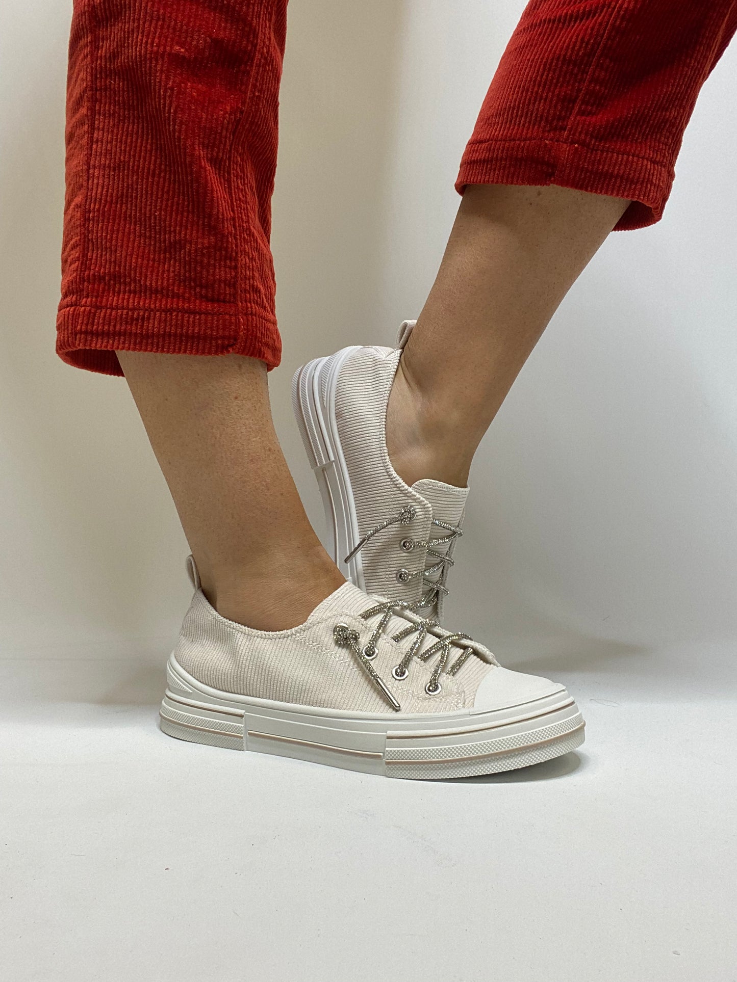 BLACK FRIDAY DEAL: Very G Cream Rose Corduroy Sneakers