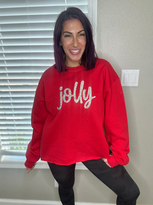 Jolly Sparkle Sweatshirt in Red