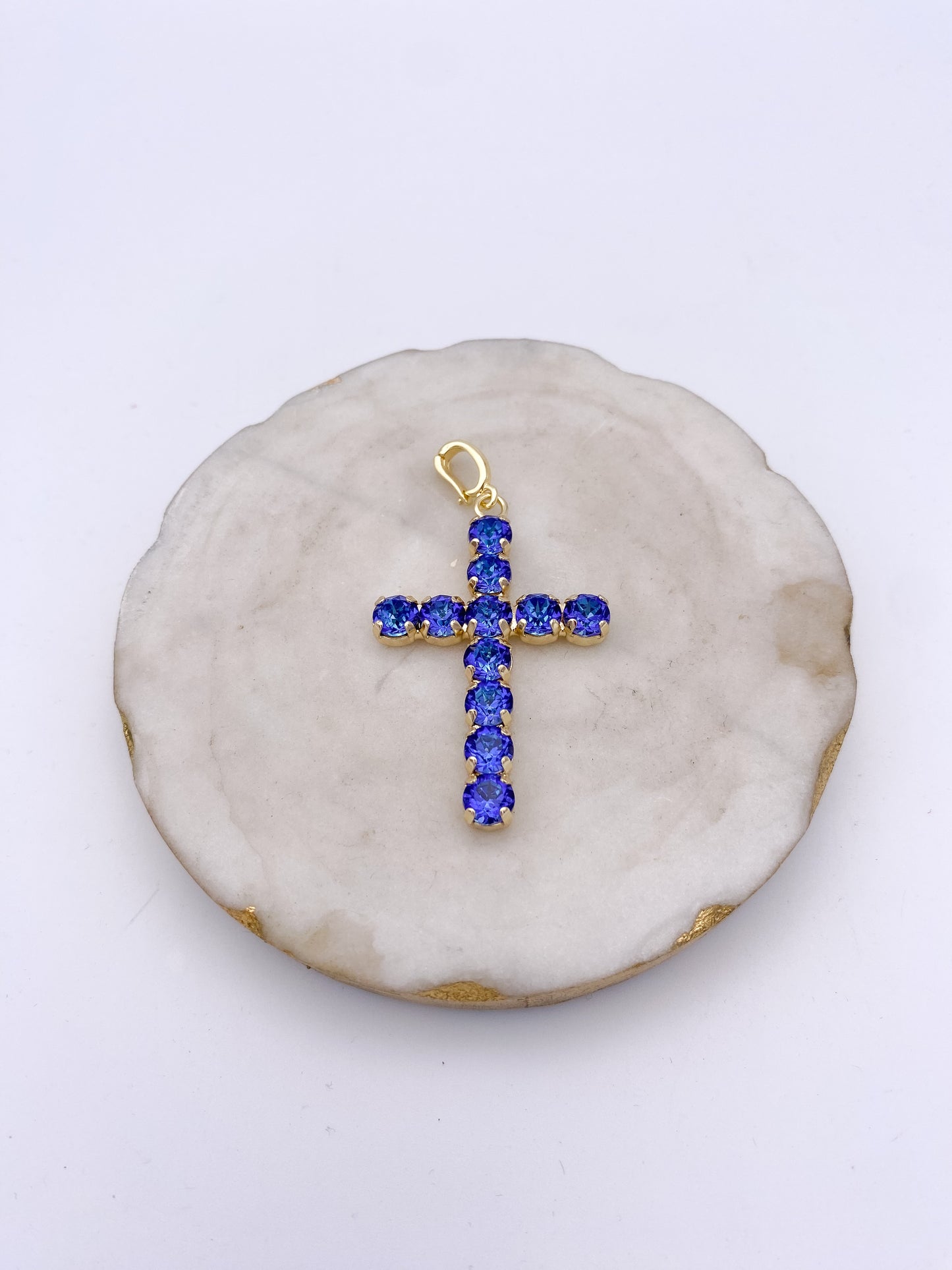 Cross Charm in Titanic Blue