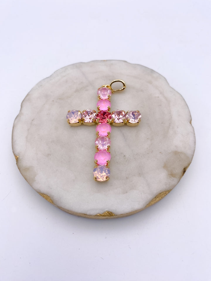 Cross Charm in Mixed Pink