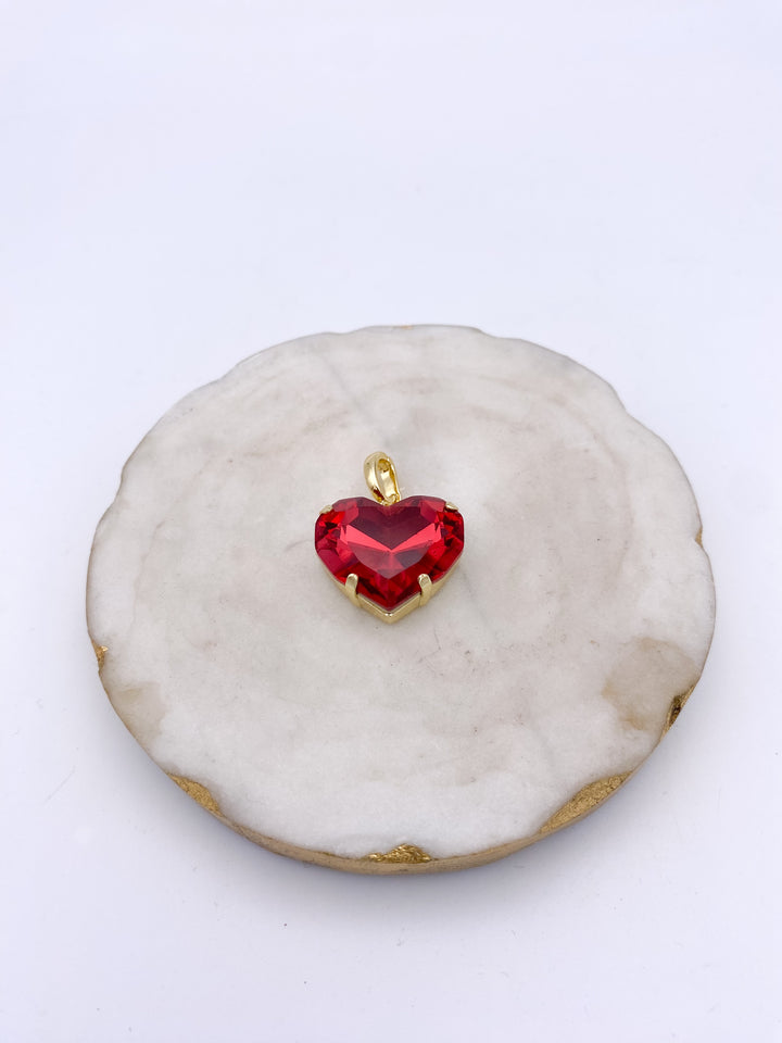 Medium Heart Charm in Red Sparkle