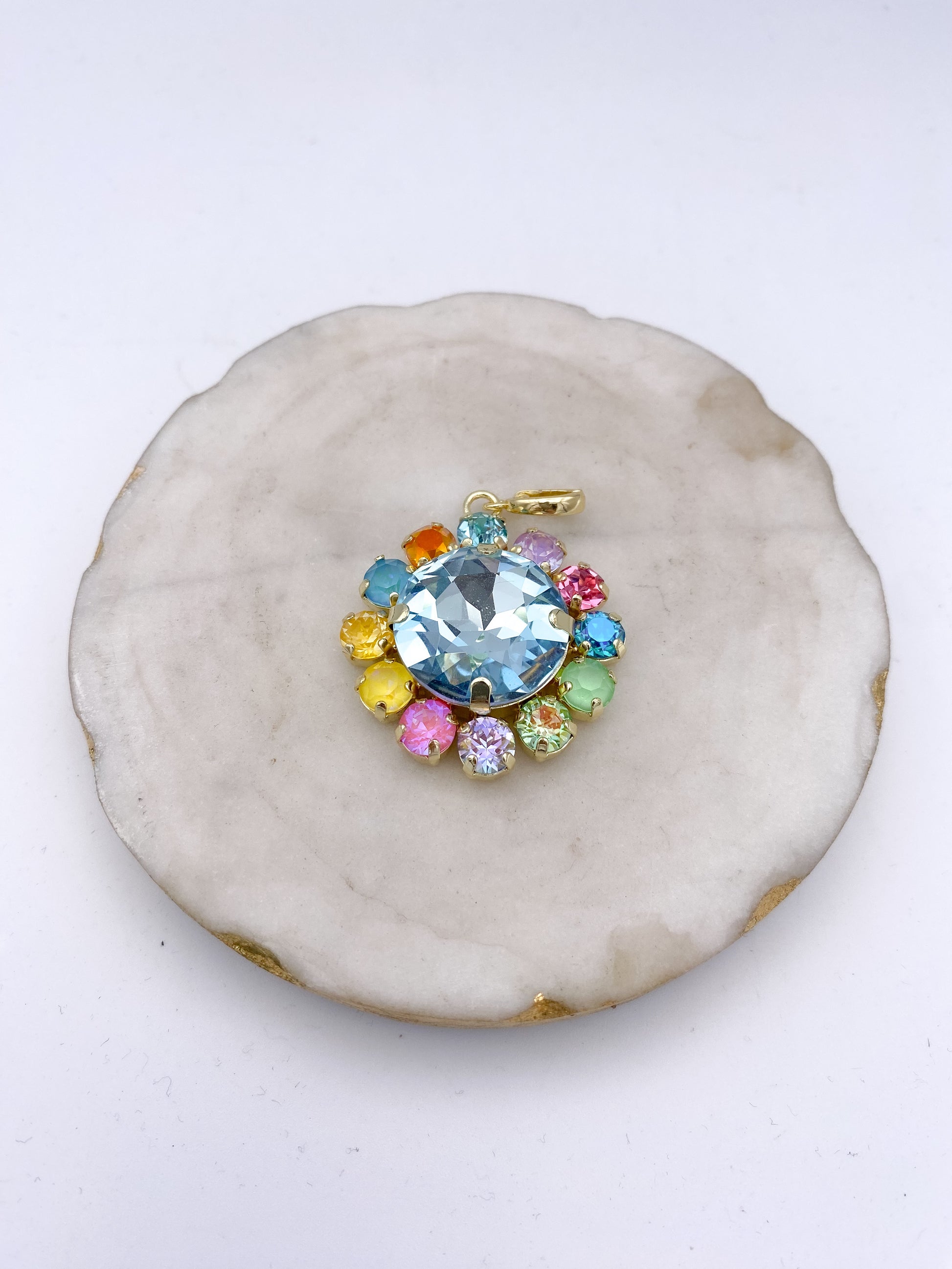 Pixie Dust Round Charm in Blue