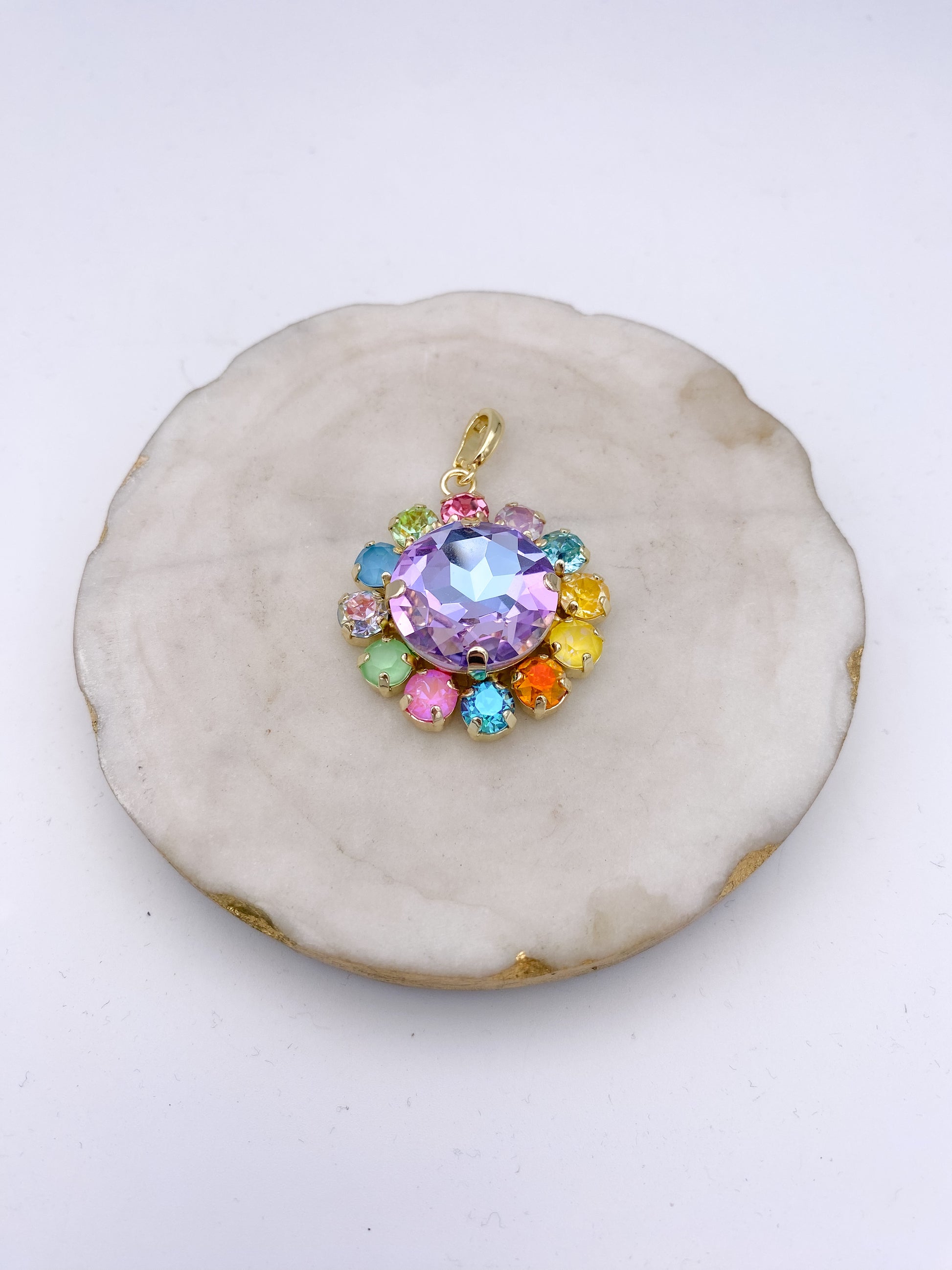Pixie Dust Round Charm in Lavender