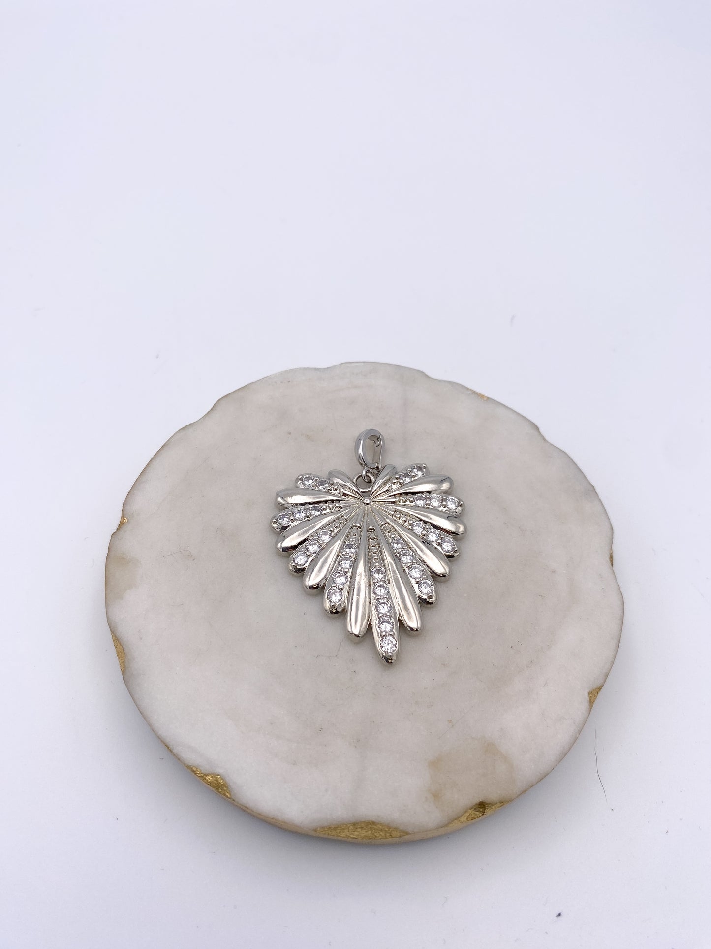 AF Designs Secret Admirer silver heart pendant charm with radiating rays and clear crystal embellishments