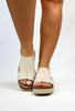 Corkys Tan White Stripe Ready Or Not Sandals - FINAL SALE