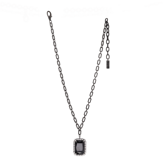 Tova Mini Soleil Necklace in Gunmetal Jet Crystal