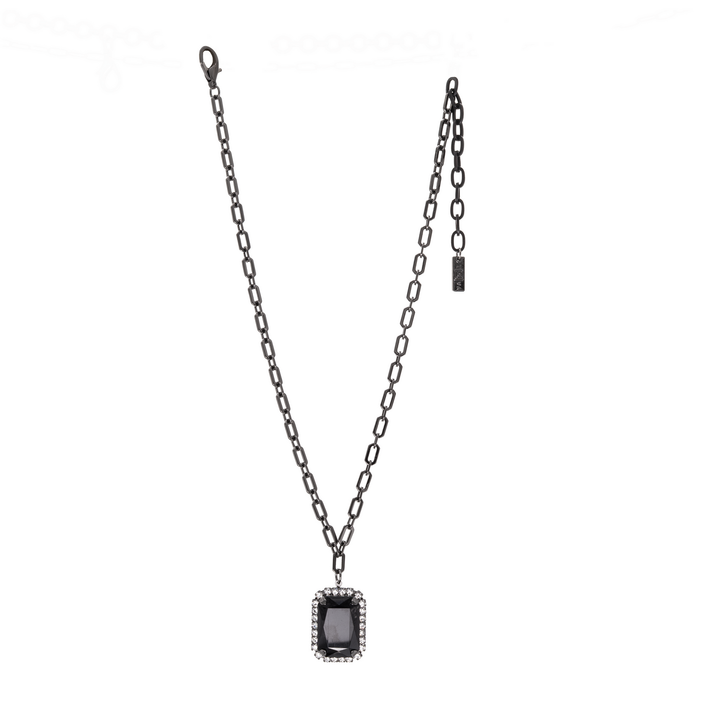 Tova Mini Soleil Necklace in Gunmetal Jet Crystal