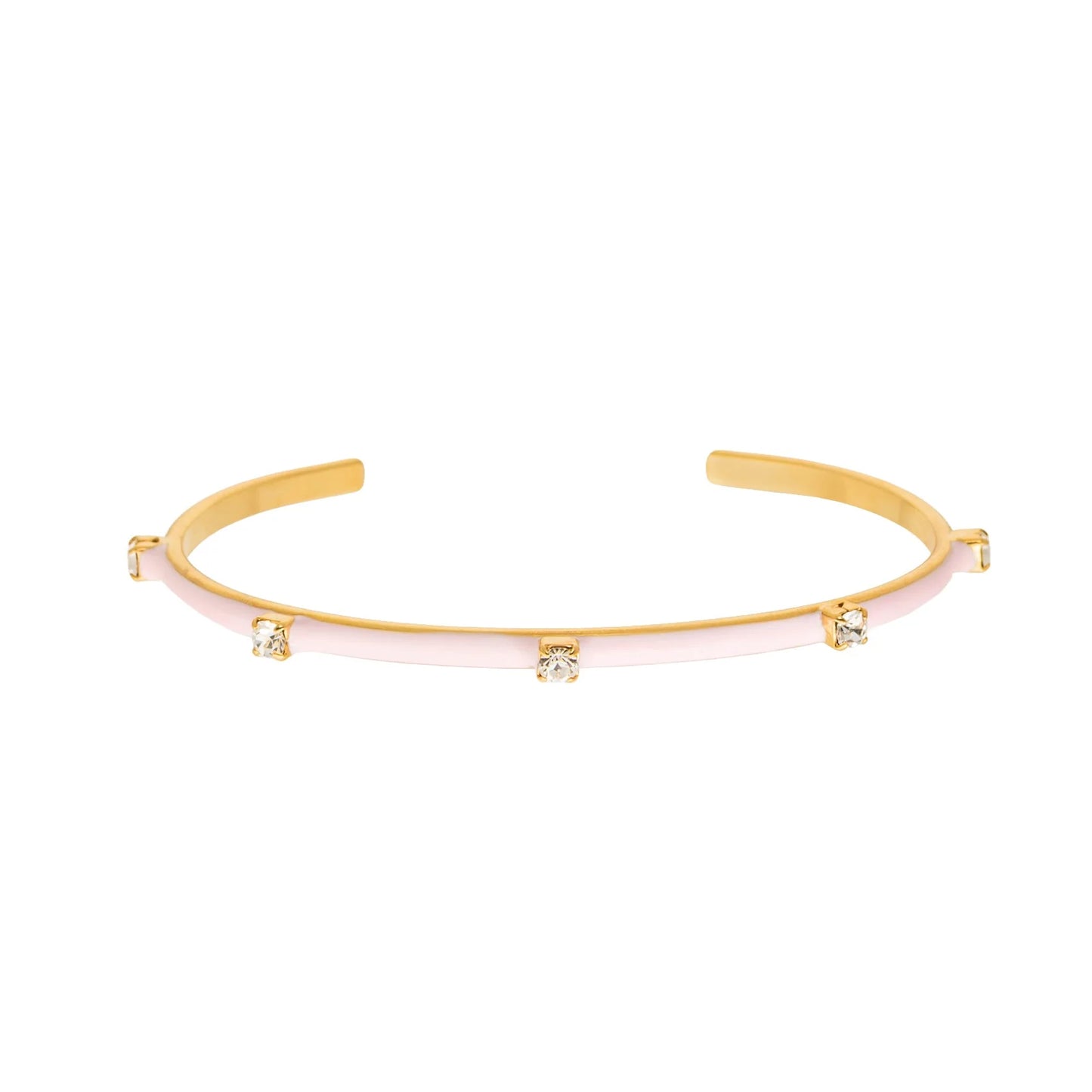 Gold open cuff bracelet with four crystal stones, TOVA Everly Cuff in Roselune