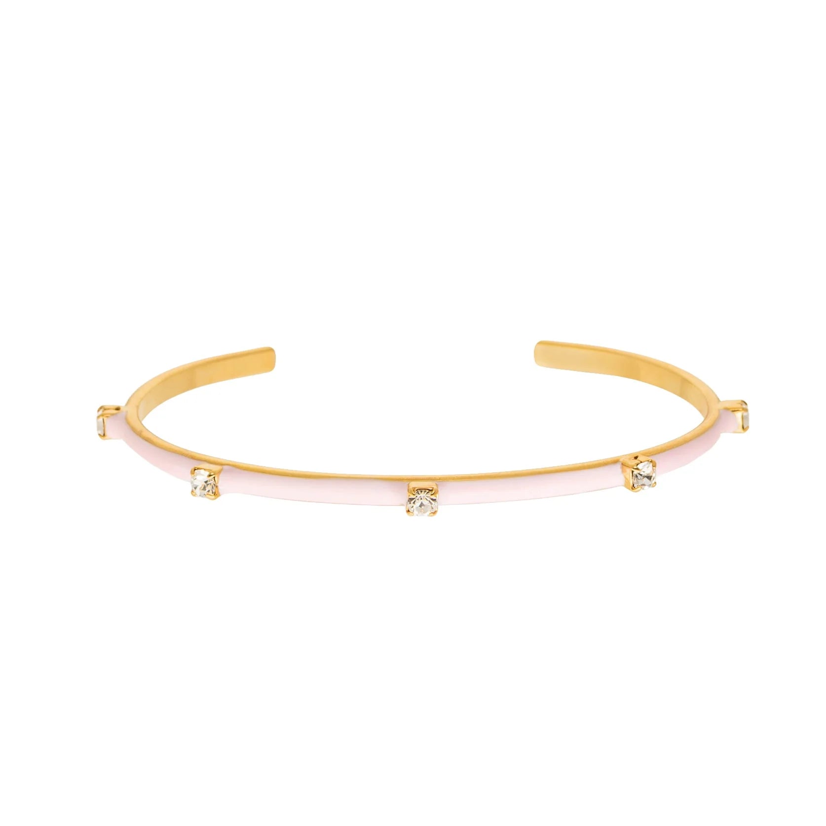 Gold open cuff bracelet with four crystal stones, TOVA Everly Cuff in Roselune