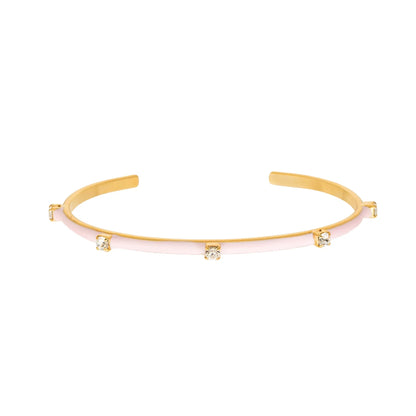 Gold open cuff bracelet with four crystal stones, TOVA Everly Cuff in Roselune