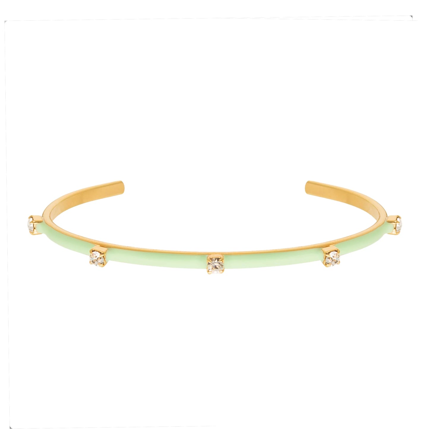 TOVA Everly gold cuff bracelet with mint green enamel and crystal embellishments