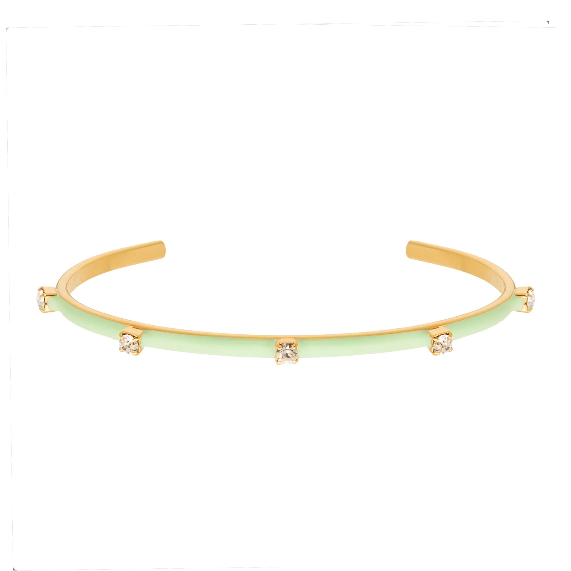 TOVA Everly gold cuff bracelet with mint green enamel and crystal embellishments