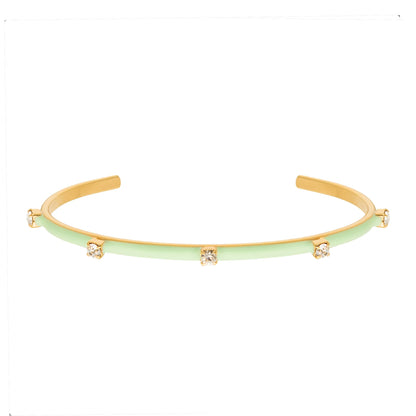 TOVA Everly gold cuff bracelet with mint green enamel and crystal embellishments