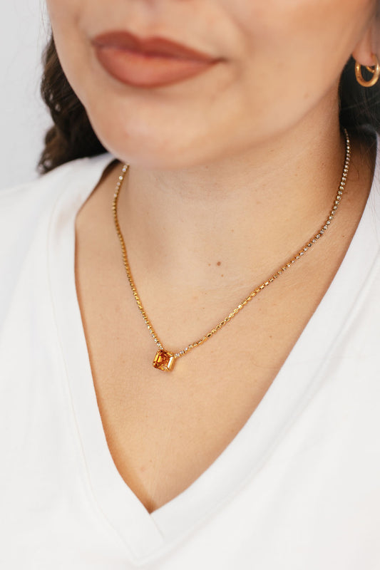 Tova Rhys Square Necklace in Gold Chilli Pepper - FINAL SALE
