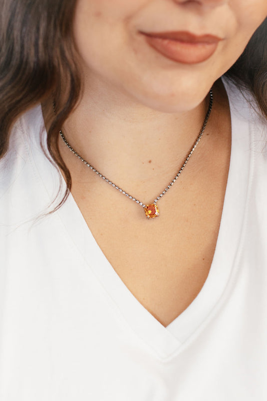 Tova Rhys Square Necklace in Antique Silver Chilli Pepper - FINAL SALE
